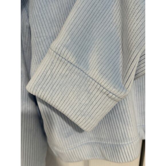 Athleta Girl XL Double Cozy Karma Ribbed Hoodie Cropped Mist Blue Heather Velour - Picture 5 of 7